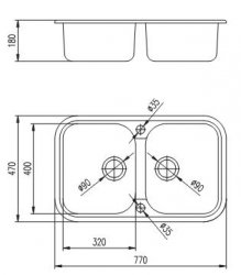 Deante Zlew 2 komorowy Teta - granit