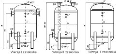 Zbiornik ciśnieniowy ZSC 200 dm3 PN06MPa, Tmax=100 stopni, ocynk/malowany